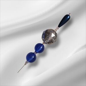 New/COGIC Blue and Ab Acrylic Beaded Hat Pin